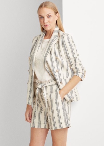 Ralph Lauren Striped Linen Twill Blazer Dame Danmark (OYSTJ2041)